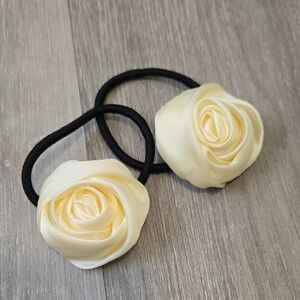 Hand Made Cream Rose Hair Ties